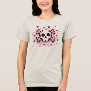 Caveira e Ossos Cruzados Rosa Pastel