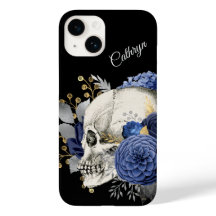 Caveira Floral Azul Personalizada