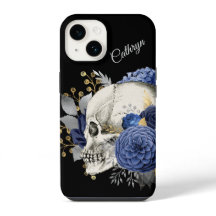 Caveira Floral Azul Personalizada