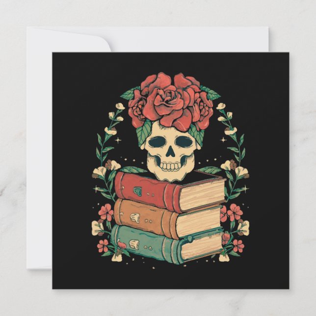 Caveira Floral nos seus Livros (Frente)