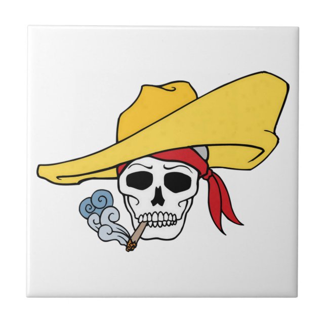 Caveira Fumante de Halloween com Bandana Cartoon (Frente)