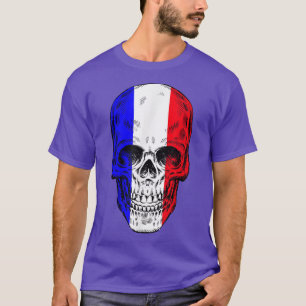 Caveira legal com Camisa de Bandeira Francesa