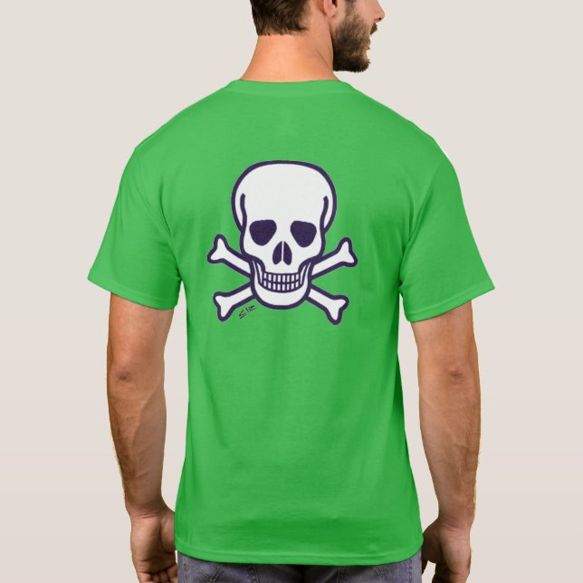 Caveira n Ossos - Camiseta verde-masculina (Verso)
