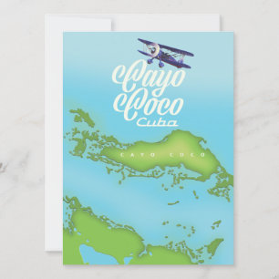 Cayo Coco Cuba vintage map.