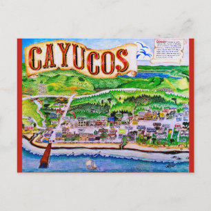 Cayucos Mapa da Califórnia Cartão Postal