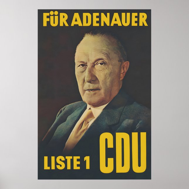 CDU Election Poster 1955 For Adenauer Konrad (Frente)
