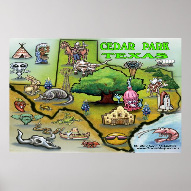 Cedar Park TEXAS Map Poster (Frente)