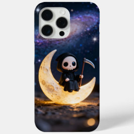 ceifador chibi sentado em uma lua crescente