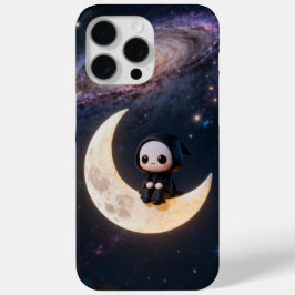 ceifador chibi sentado em uma lua crescente