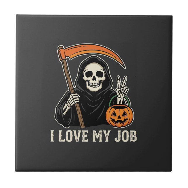 Ceifador Eu Amo Meu Trabalho Design de Halloween (Frente)