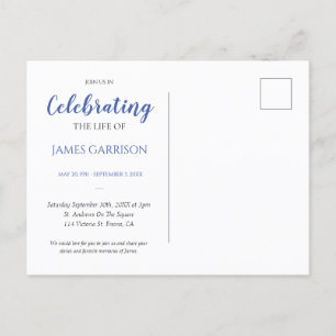 Celebração Azul da Vida com Convite de Funeral com