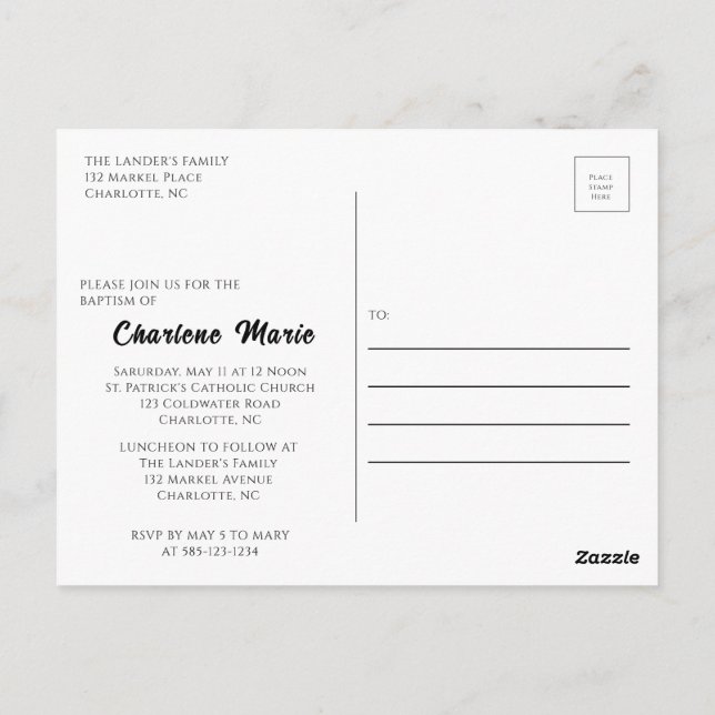 Celebração Batismo para Cartão de Posto Baptism (Verso)