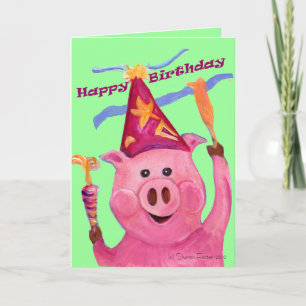 Celebração Cartão de Aniversário de Suíno