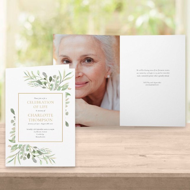 Celebração da Flora Verde da Vida Cartão Funerário (Criador carregado)