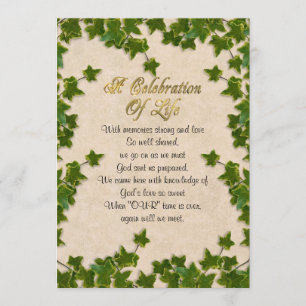 Celebração da hera do convite da vida