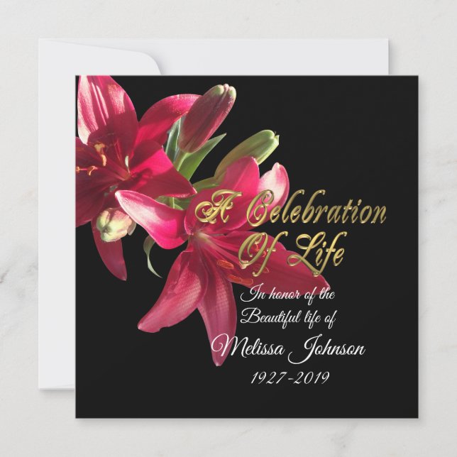 Celebração da vida Convite à Lily Asiática (Frente)