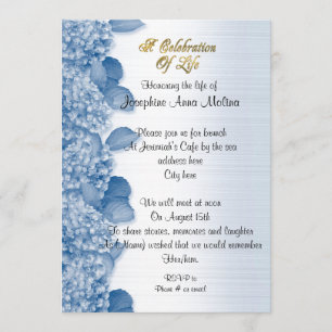 Celebração da vida Convite hydrangea azul