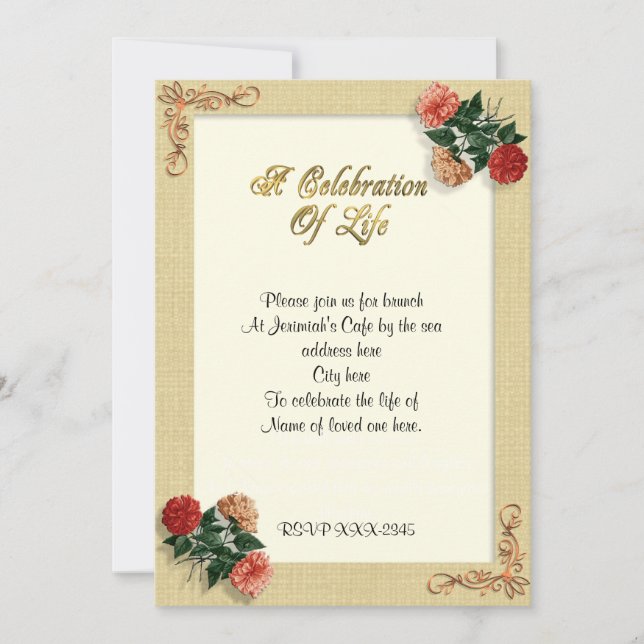 Celebração da vida Convite vintage hibiscus (Frente)