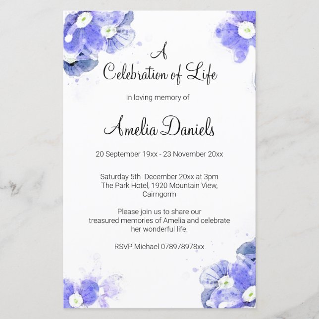 Celebração da Vida Esqueça-Me-Não (Frente)