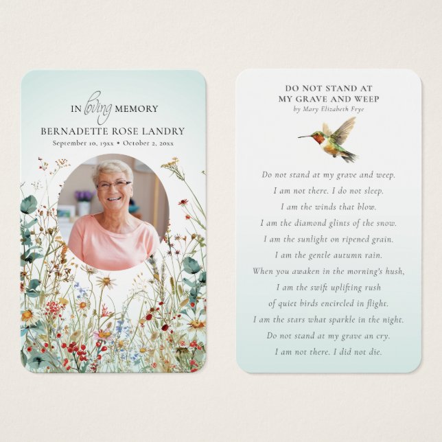Celebração da Vida Flores Silvestres Beija-flor (Frente & Verso)