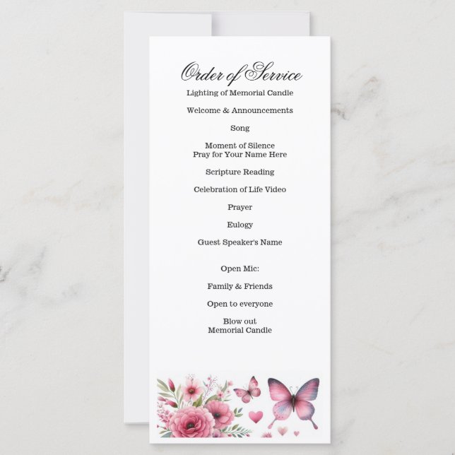 Celebração da Vida, Funeral, Memorial Service (Frente)