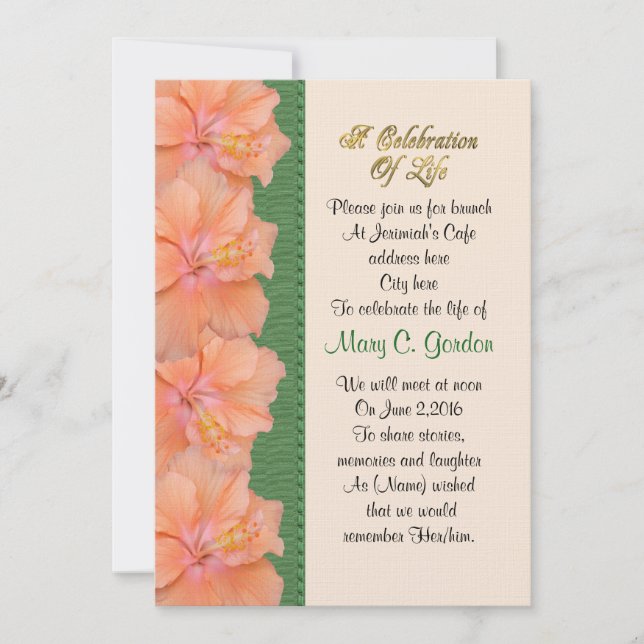Celebração da vida Inibísco de convite (Frente)