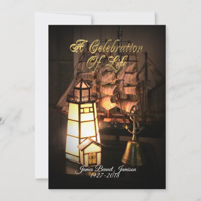 Celebração da vida Navio de convite e farol (Frente)