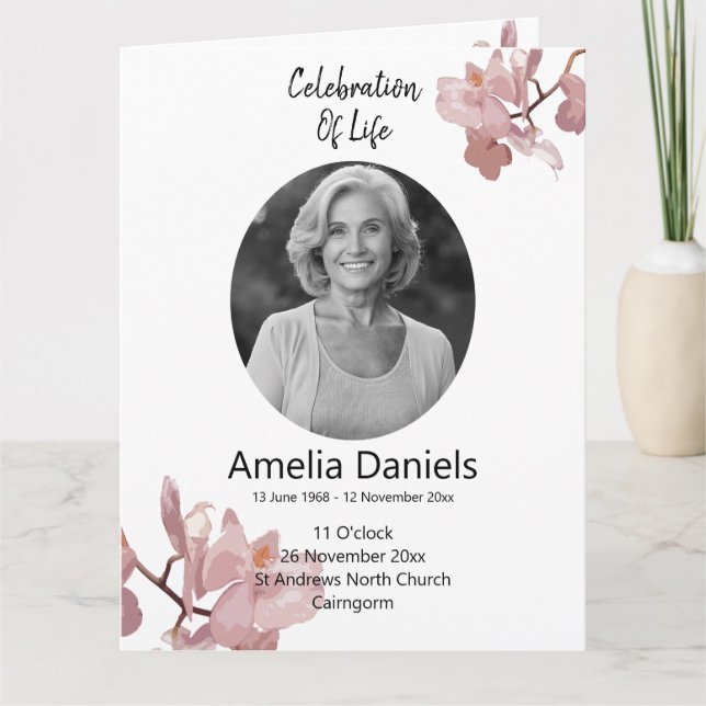 Celebração da Vida Orquídea Rosa Programa (Frente)
