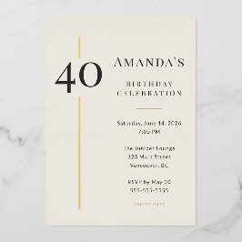 Celebração de 40 Anos em Creme e Dourado Elegante