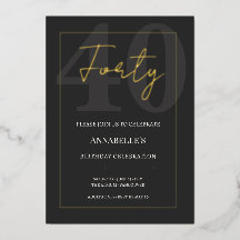 Celebração de Aniversário de 40 Anos Preto e Doura