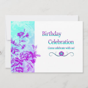 Celebração de Aniversário (roxo) Convite
