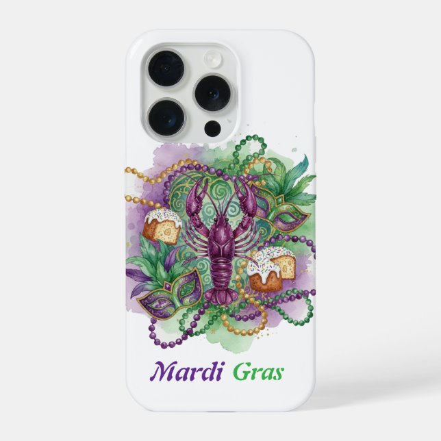 Celebração de Aquarela de Mardi Gras (Verso)