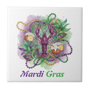 Celebração de Aquarela de Mardi Gras