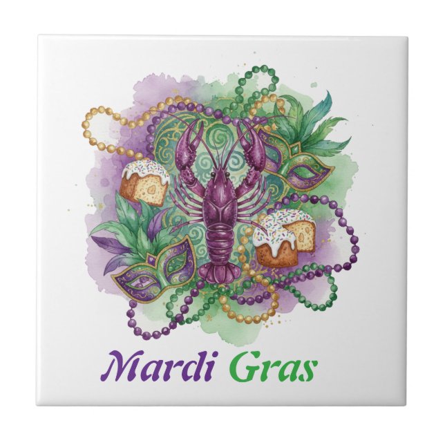 Celebração de Aquarela de Mardi Gras (Frente)