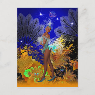 Celebração de Cartão Postal Showgirl Azul