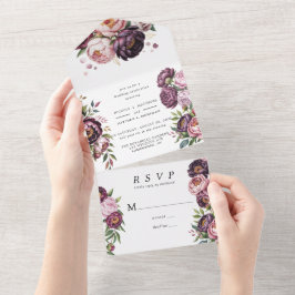 Celebração de Casamento Floral de Blush e Plum Peo