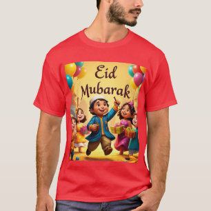 Celebração de Eid Mubarak com camiseta Brown Red M