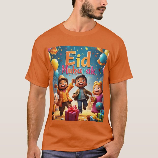 Celebração de Eid Mubarak com Camisetas de Mens (Frente)