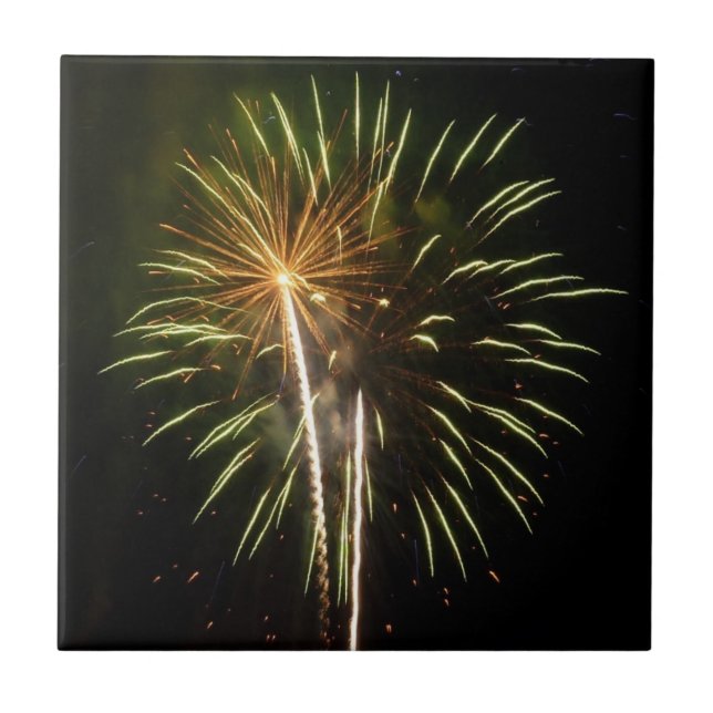 Celebração de Feriado com Fogos de Artifício Verde (Frente)