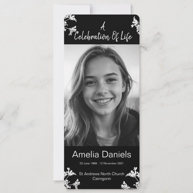 Celebração De Flor Branca Do Cartão com fotos De V (Frente)