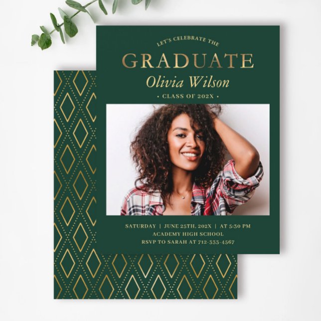 Celebração de Graduação de Fotos Dourada Verde de  (Criador carregado)