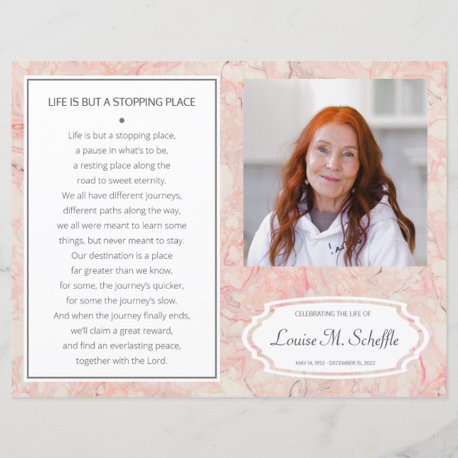 Celebração de mármore rosa do Programa Funeral da  (Frente)