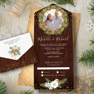 Celebração de Natal Casamento Foto Cone de Pinheir