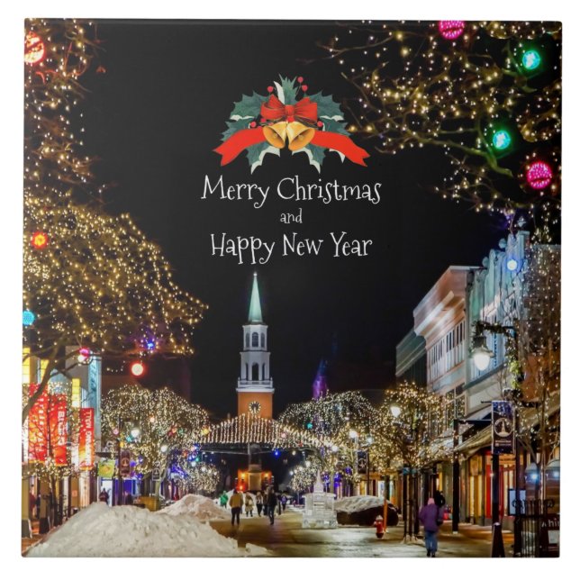 Celebração de Natal, luzes brilhantes e bolhas (Frente)