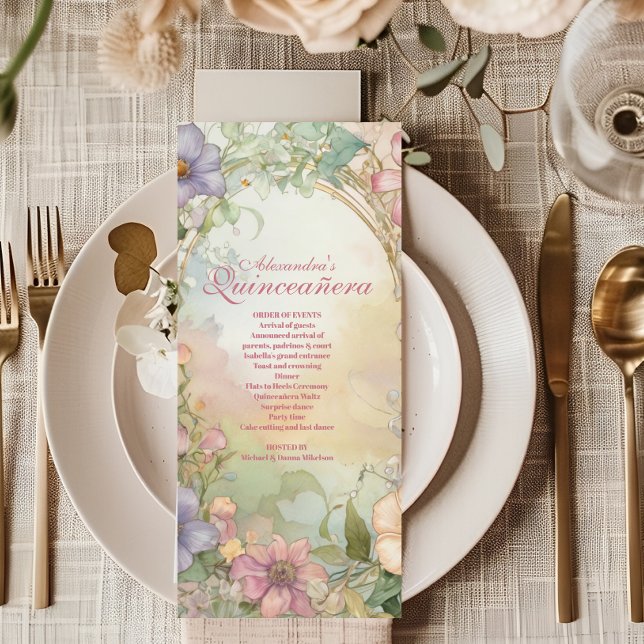 Celebração de Quinceanera Floral Cor-de-Rosa Esbra (Criador carregado)