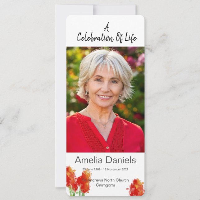 Celebração De Tulipas Vermelhas Do Cartão com foto (Frente)