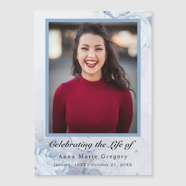 Celebração do Blue Photo Elegant Floral (Frente)