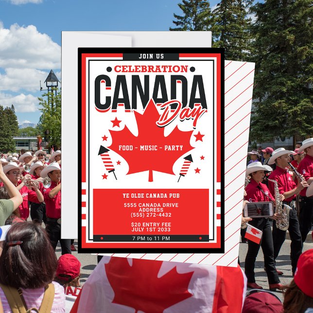 Celebração do Convite de festas de música no dia d (Join us for a celebration Canada Day invitation. Personalize this with your family, business party)