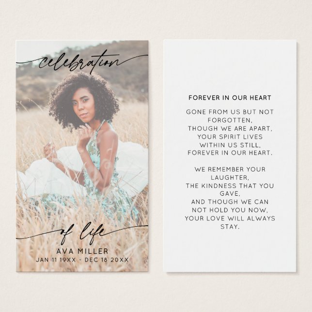 Celebração do Life Script Memorial Funeral White (Frente & Verso)