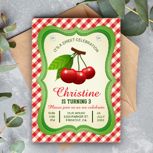 Celebração Doce Convite de Aniversário de Cereja